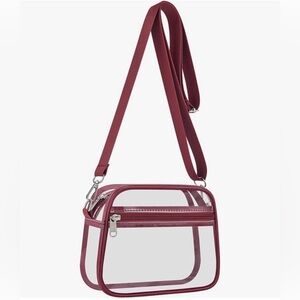 Clear Crossbody Shoulder Bag in Burgundy (Rose Red)